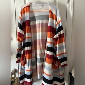 Lularoe striped long cardigan with pockets